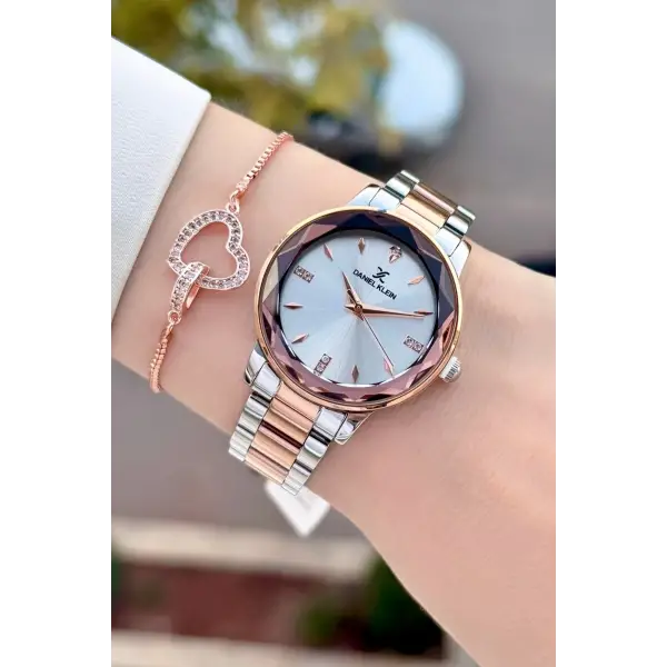 Rose Gümüş Renk 34 Mm Kadın Kol Saati ve Bileklik