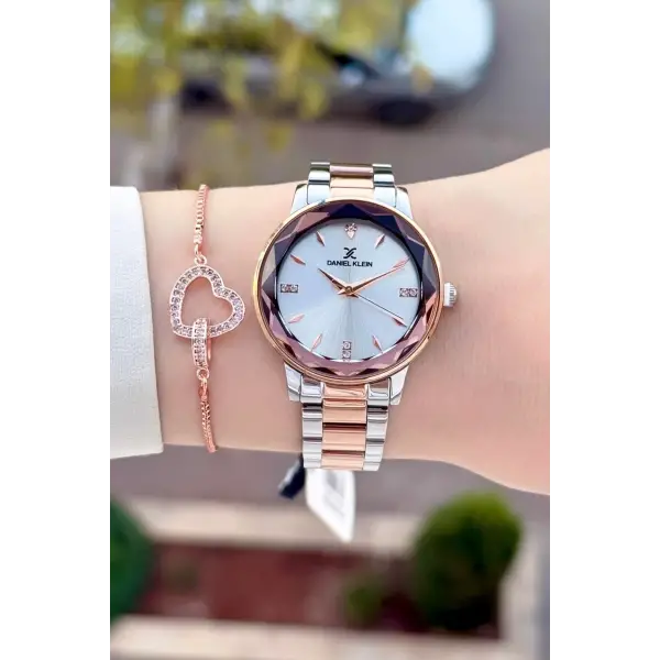 Rose Gümüş Renk 34 Mm Kadın Kol Saati ve Bileklik