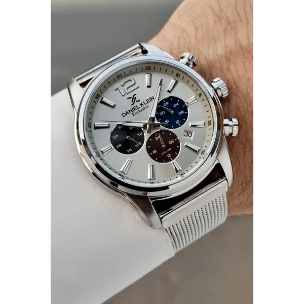 Gümüş Siyah Renk 43 Mm İç Göstergeleri Aktif Erkek Kol Saati