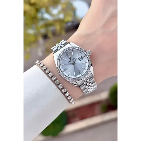 Gümüş Renk 32,5 Mm Kadın Kol Saati ve Bileklik