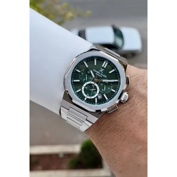 Kadranı Yeşil Kordonu Gümüş Renk İç Göstergeleri Aktif Hediye Paketli Erkek Kol Saati