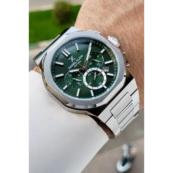 Kadranı Yeşil Kordonu Gümüş Renk İç Göstergeleri Aktif Hediye Paketli Erkek Kol Saati