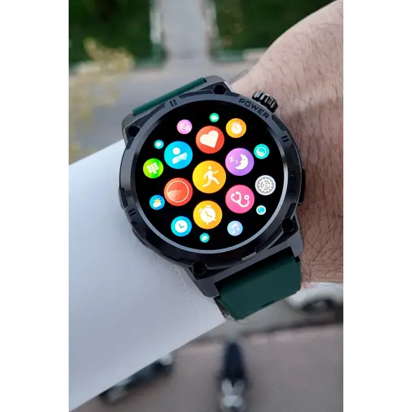 Kasası Siyah Korodnu Yeşil Renk Android ve İos Uyumlu Hediye Paketli Akıllı Kol Saat