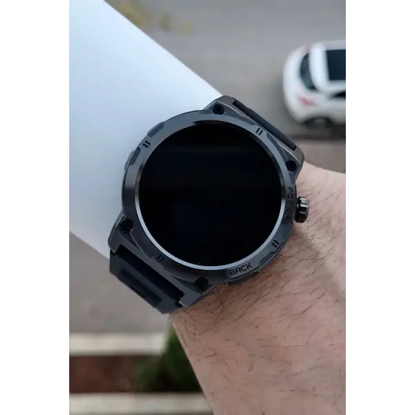 Kasası ve Kordonu Siyah Renk Android ve ios Uyumlu Hediye Paketli Akıllı Kol Saat