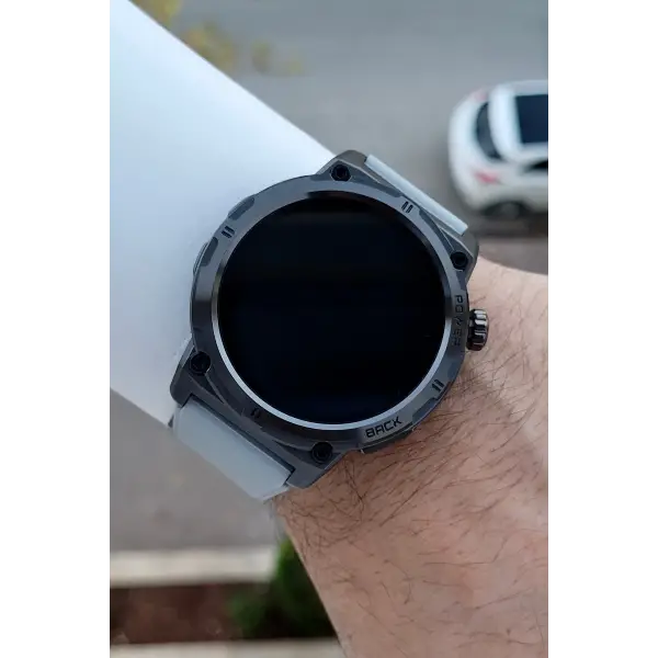 Kasası Siyah Kordonu Gri Renk Android ve İos Uyumlu Hediye Paketli Akıllı Kol Saat