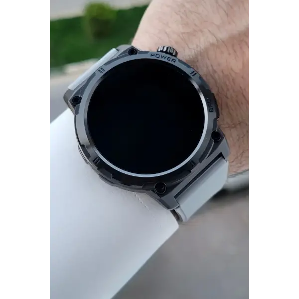 Kasası Siyah Kordonu Gri Renk Android ve İos Uyumlu Hediye Paketli Akıllı Kol Saat