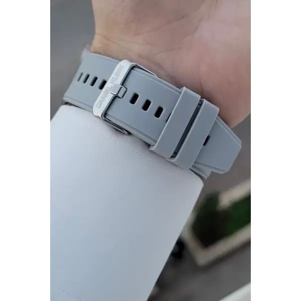 Kasası Siyah Kordonu Gri Renk Android ve İos Uyumlu Hediye Paketli Akıllı Kol Saat