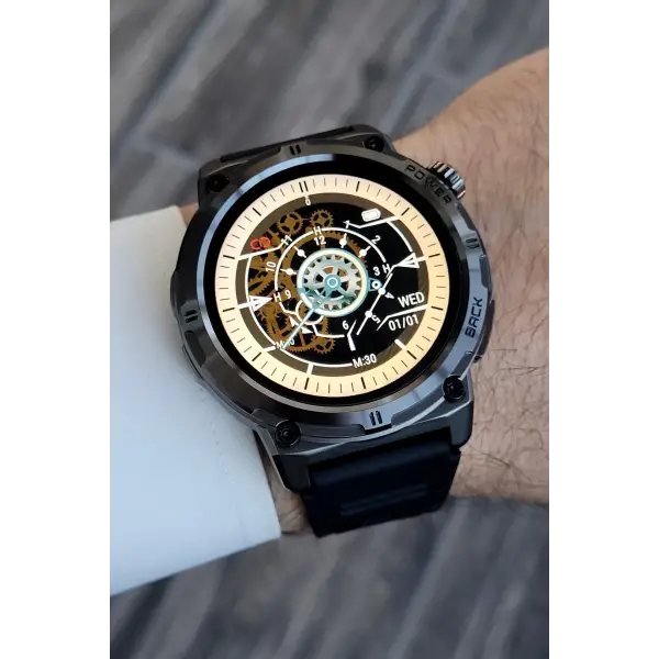 Çağrı Alma ve Yapma Özellikli Siyah Renk Android ve İphone Uyumlu Akıllı Saat