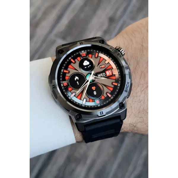 Çağrı Alma ve Yapma Özellikli Siyah Renk Android ve İphone Uyumlu Akıllı Saat