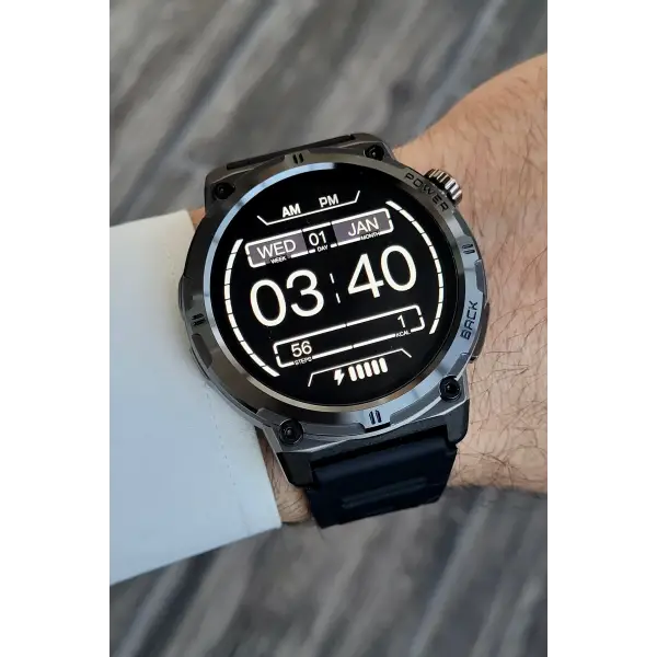 Çağrı Alma ve Yapma Özellikli Siyah Renk Android ve İphone Uyumlu Akıllı Saat