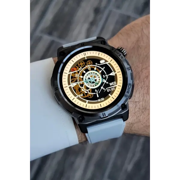 Çağrı Alma ve Yapma Özellikli Kasası Siyah Kordonu Gri Renk Akıllı Saat