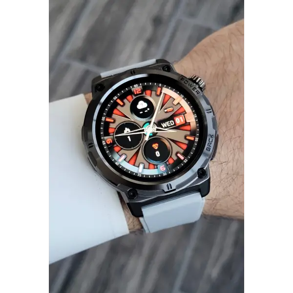 Çağrı Alma ve Yapma Özellikli Kasası Siyah Kordonu Gri Renk Akıllı Saat