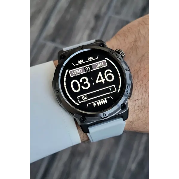 Çağrı Alma ve Yapma Özellikli Kasası Siyah Kordonu Gri Renk Akıllı Saat