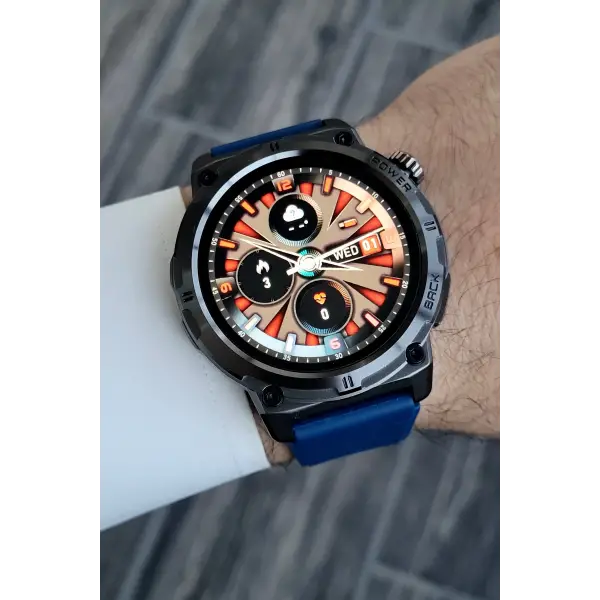 Çağrı Alma Ve Yapma Özellikli Lacivert Renk Android Ve Iphone Uyumlu Akıllı Kol Saati