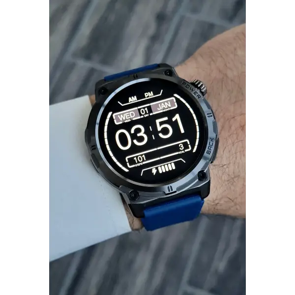 Çağrı Alma Ve Yapma Özellikli Lacivert Renk Android Ve Iphone Uyumlu Akıllı Kol Saati