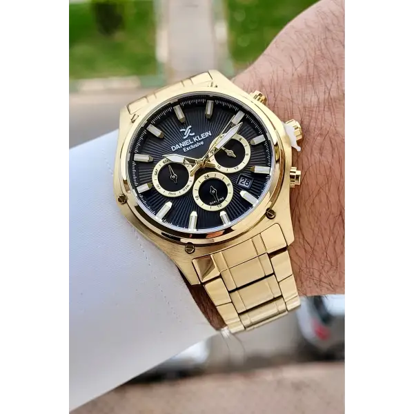 Kadranı Siyah Kordonu Gold Renk 44 Mm Göstergeleri Aktif Erkek Kol Saati