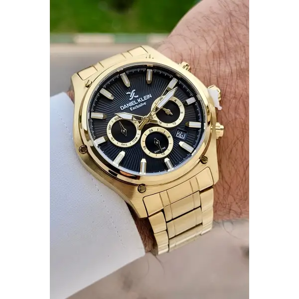 Kadranı Siyah Kordonu Gold Renk 44 Mm Göstergeleri Aktif Erkek Kol Saati