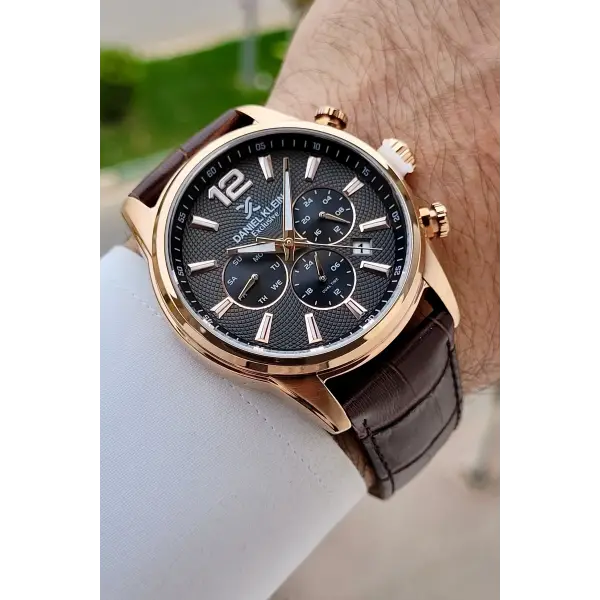 Kasası Rose Kordonu Kahverengi Renk 43 Mm İç Göstergeleri Aktif Erkek Kol Saati