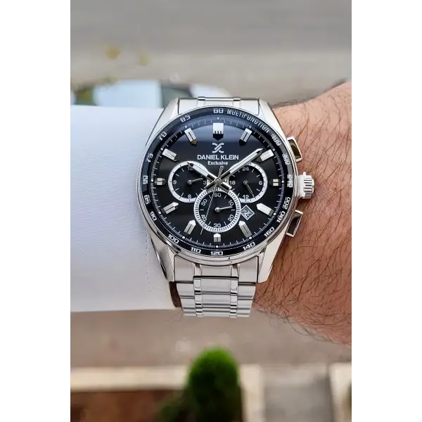 Kadranı Siyah Kordonu Gümüş Renk 44 Mm Göstergeleri Aktif Erkek Kol Saati