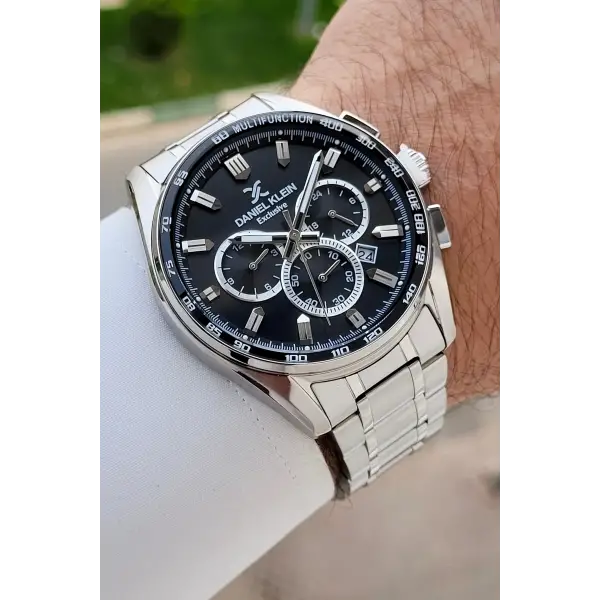 Kadranı Siyah Kordonu Gümüş Renk 44 Mm Göstergeleri Aktif Erkek Kol Saati