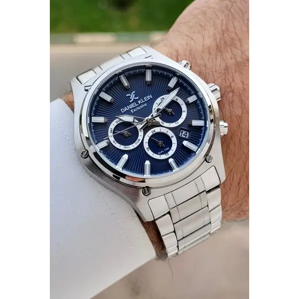 Kadranı Lacivert Kordonu Gümüş Renk 44 Mm Göstergeleri Aktif Erkek Kol Saati