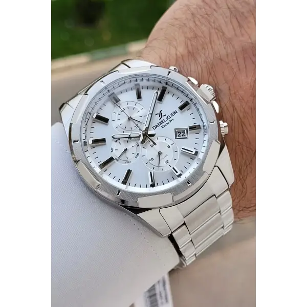 Gümüş Renk 46 Mm İç Göstergeleri Aktif Fonksiyonlu Erkek Kol Saati