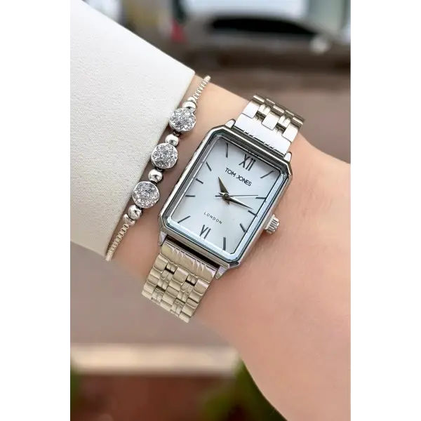 Gümüş Renk Kadın Kol Saati ve Bileklik