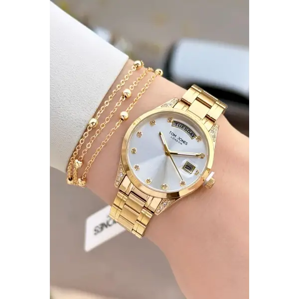 Gold Renk 32 mm Kadın Kol Saati ve Bileklik