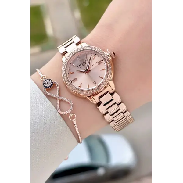 Rose Renk 30 Mm Kadın Kol Saati ve Bileklik