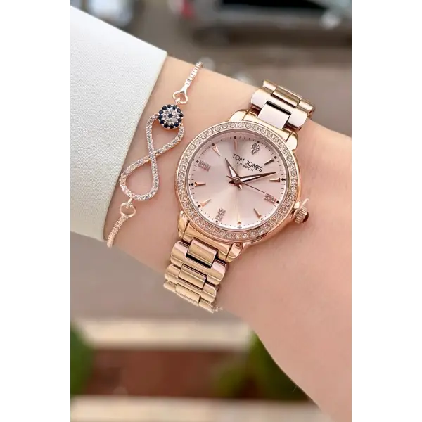 Rose Renk 30 Mm Kadın Kol Saati ve Bileklik