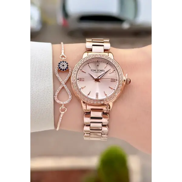 Rose Renk 30 Mm Kadın Kol Saati ve Bileklik