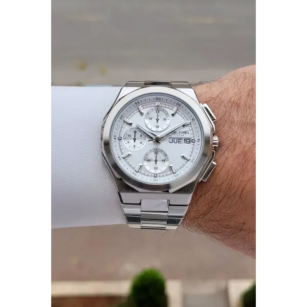 Gümüş Renk 44 mm Erkek Kol Saati