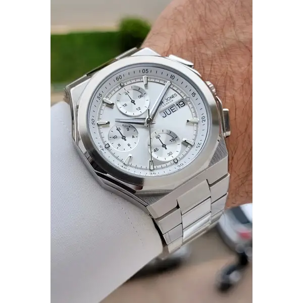 Gümüş Renk 44 mm Erkek Kol Saati