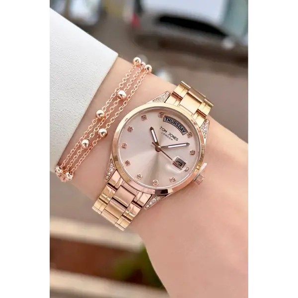 Rose Renk 32 mm Kadın Kol Saati ve Bileklik
