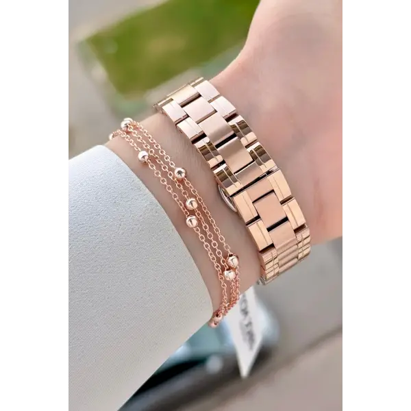 Rose Renk 32 mm Kadın Kol Saati ve Bileklik