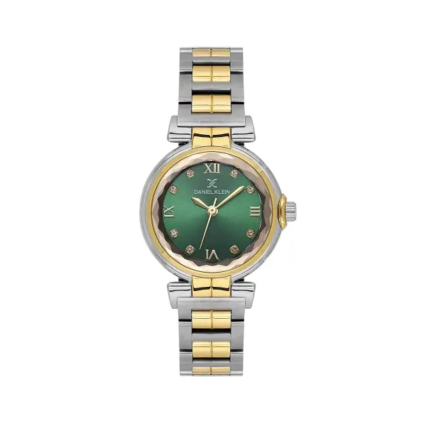 Kadranı Yeşil Kordonu Gold Gümüş Renk 30 Mm Kadın Kol Saati ve Bileklik