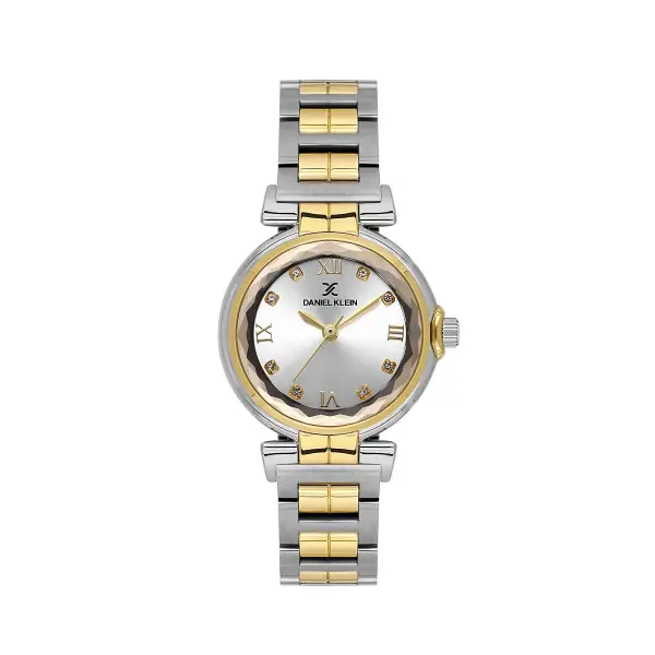 Gold Gümüş Renk 30 Mm Kristal Cam Kadın Kol Saati ve Hediye Bileklik