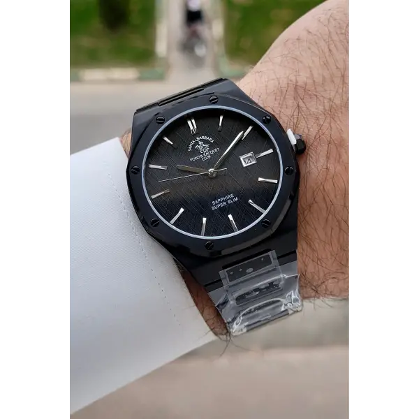 Siyah Renk 41 mm Renk Atmaz Oksitlenmez Çelik Erkek Kol Saati