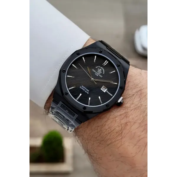Siyah Renk 41 mm Renk Atmaz Oksitlenmez Çelik Erkek Kol Saati
