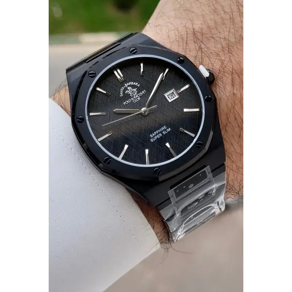 Siyah Renk 41 mm Renk Atmaz Oksitlenmez Çelik Erkek Kol Saati