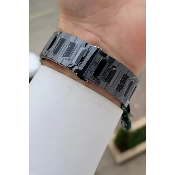 Siyah Renk 41 mm Renk Atmaz Oksitlenmez Çelik Erkek Kol Saati