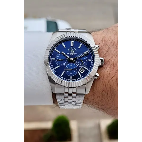 Kadranı Lacivert Kordonu Gümüş Renk 41 mm Renk Atmaz Oksitlenmez Çelik Erkek Kol Saati