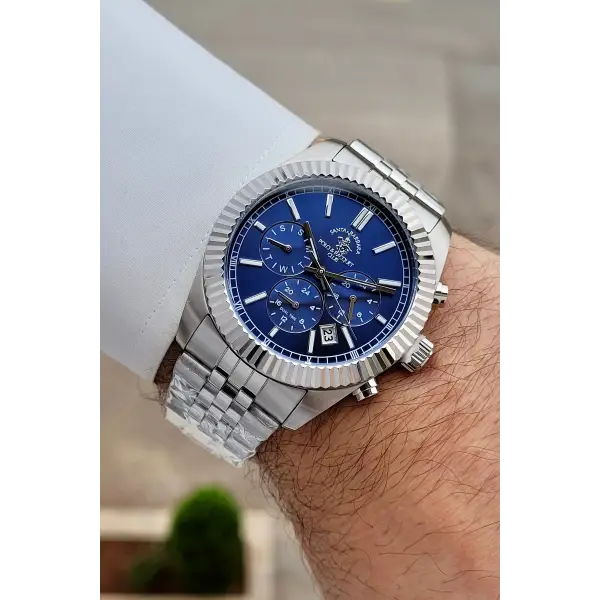 Kadranı Lacivert Kordonu Gümüş Renk 41 mm Renk Atmaz Oksitlenmez Çelik Erkek Kol Saati