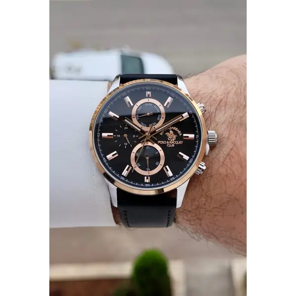 Rose Gümüş Siyah Renk 44 mm Erkek Kol Saati