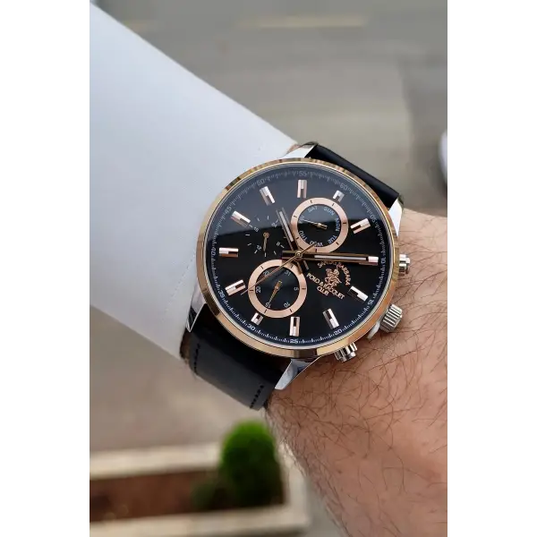 Rose Gümüş Siyah Renk 44 mm Erkek Kol Saati