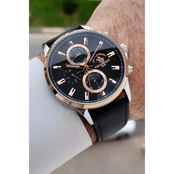 Rose Gümüş Siyah Renk 44 mm Erkek Kol Saati