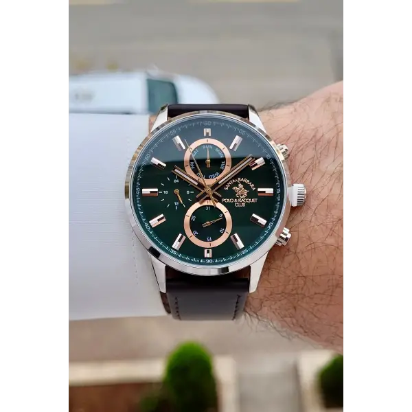 Kadranı Yeşil Kordonu Kahverengi Renk 44 mm Erkek Kol Saati