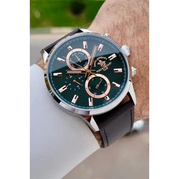 Kadranı Yeşil Kordonu Kahverengi Renk 44 mm Erkek Kol Saati