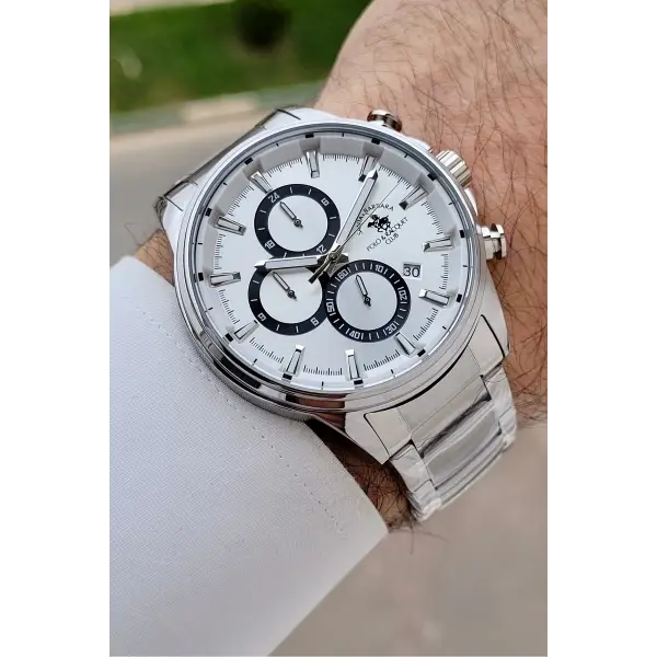 Gümüş Renk 44 mm Renk Atmaz Oksitlenmez Çelik Erkek Kol Saati