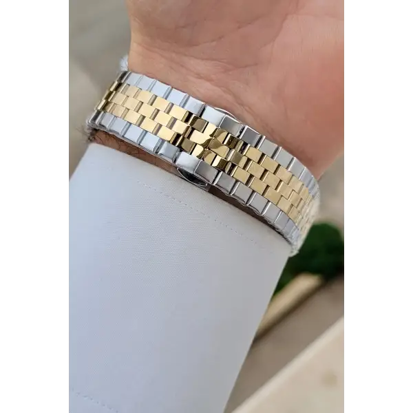 Gold Gümüş Renk 40 mm Renk Atmaz Oksitlenmez Çelik Erkek Kol Saati